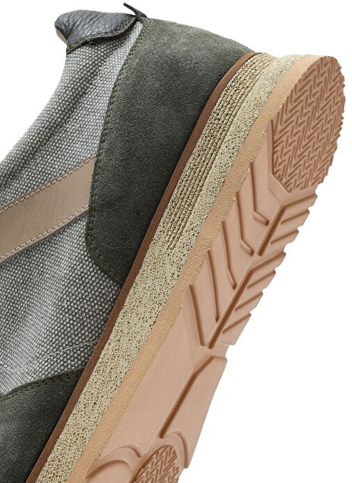 Erkek Haki Bağcıklı Deri Casual Sneaker 25SFD795114 - Görsel 9