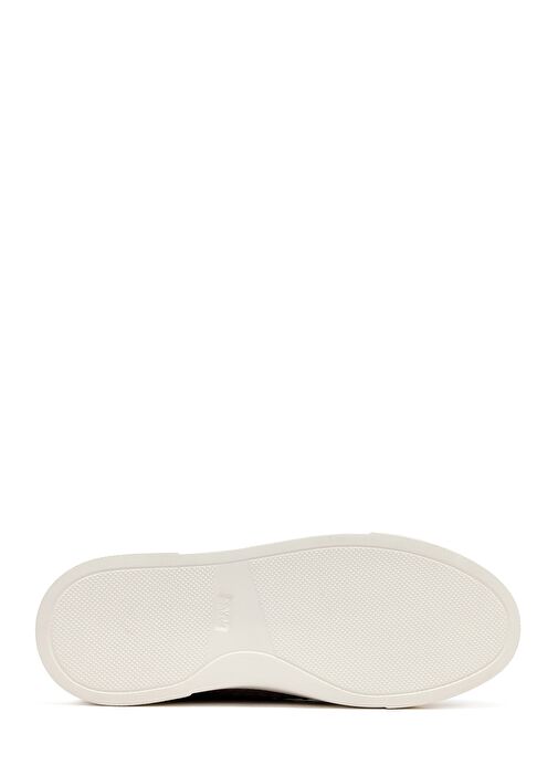 Erkek Vizon Bağcıklı Örgülü Kalın Tabanlı Deri Sneaker 25SFD795214 - Görsel 5