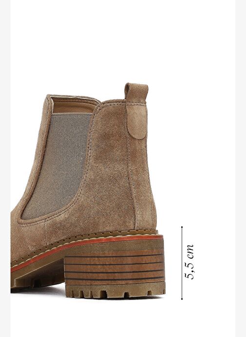 Kadın Bej Kalın Tabanlı Süet Deri Chelsea Bot 25WFD180010 - Görsel 3