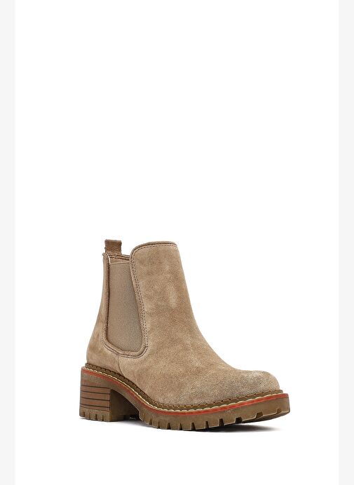 Kadın Bej Kalın Tabanlı Süet Deri Chelsea Bot 25WFD180010 - Görsel 8