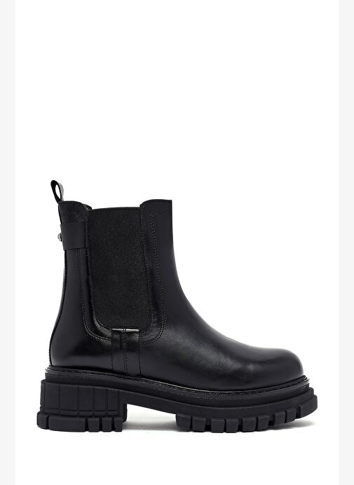 Kadın Siyah Kalın Tabanlı Deri Chelsea Bot 25WFD180118 - Görsel 2