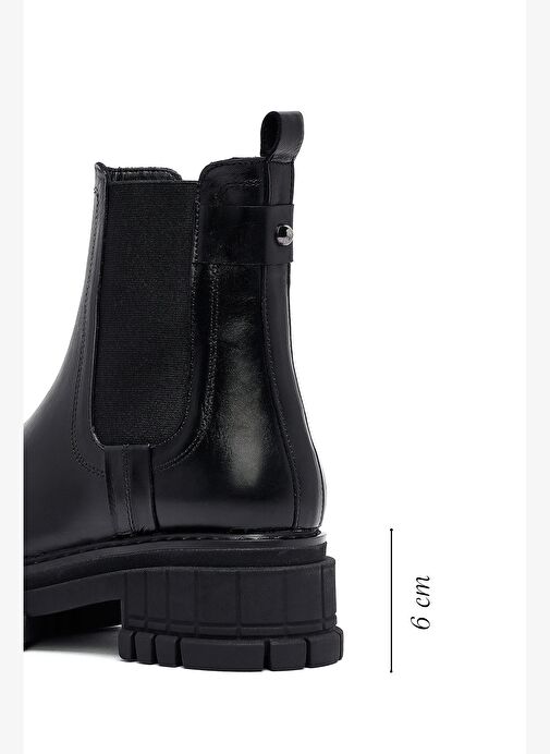 Kadın Siyah Kalın Tabanlı Deri Chelsea Bot 25WFD180118 - Görsel 3