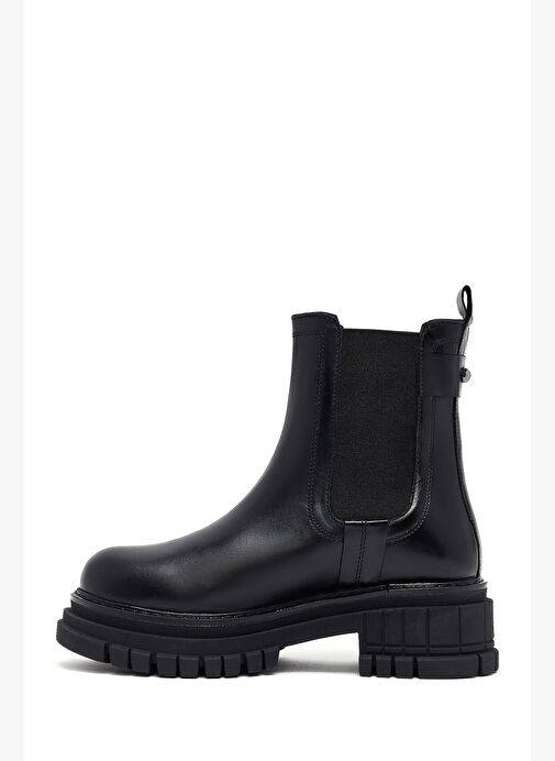 Kadın Siyah Kalın Tabanlı Deri Chelsea Bot 25WFD180118 - Görsel 5