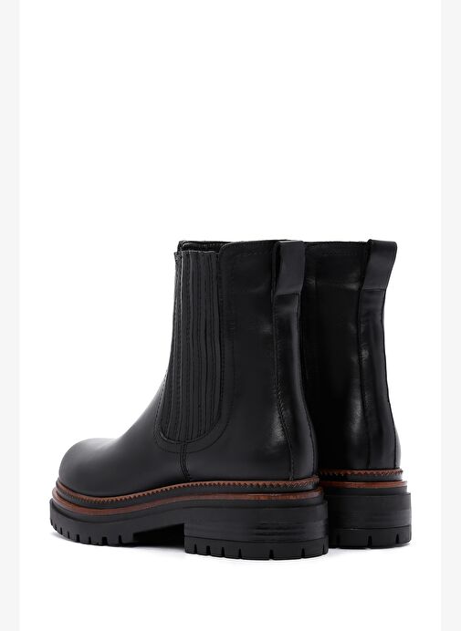 Kadın Siyah Kalın Tabanlı Deri Chelsea Bot 25WFD180218 - Görsel 7