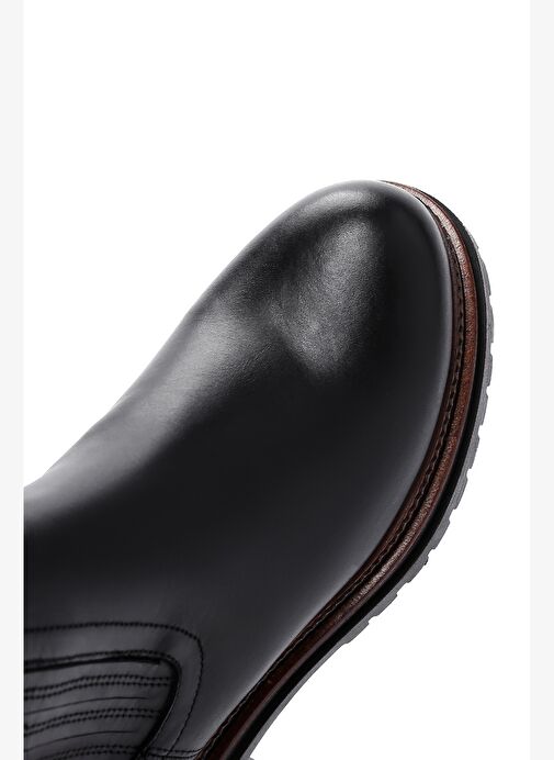 Kadın Siyah Kalın Tabanlı Deri Chelsea Bot 25WFD180218 - Görsel 9
