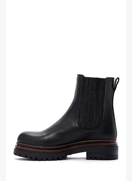 Kadın Siyah Kalın Tabanlı Deri Chelsea Bot 25WFD180218 - Görsel 3