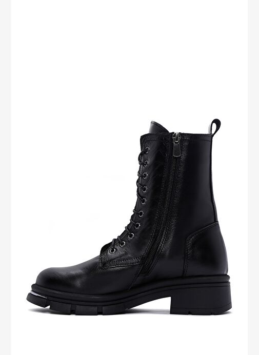 Kadın Siyah Fermuarlı Deri Postal Bot 25WFD180418 - Görsel 3