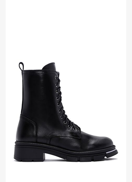 Kadın Siyah Fermuarlı Deri Postal Bot 25WFD180418 - Görsel 2