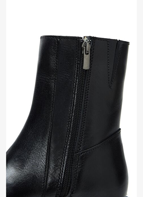 Kadın Siyah Fermuarlı Deri Bot 25WFD180518 - Görsel 8