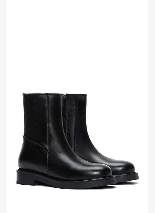 Kadın Siyah Fermuarlı Deri Bot 25WFD180518 - Görsel 5