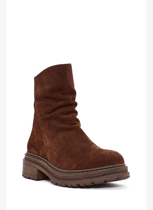 Kadın Kahverengi Fermuarlı Süet Deri Bot 25WFD180710 - Görsel 8