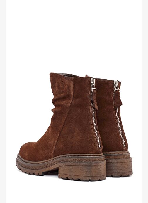 Kadın Kahverengi Fermuarlı Süet Deri Bot 25WFD180710 - Görsel 7