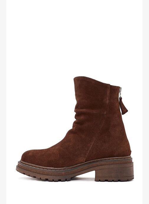 Kadın Kahverengi Fermuarlı Süet Deri Bot 25WFD180710 - Görsel 3