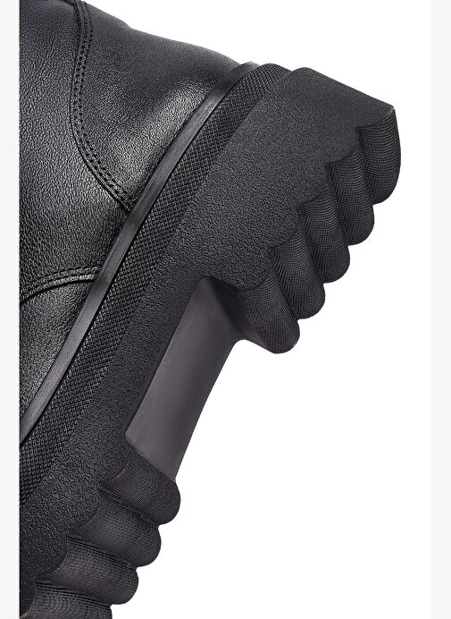 Kadın Siyah Fermuarlı Deri Postal Bot 25WFD182018 - Görsel 9