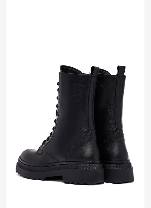 Kadın Siyah Fermuarlı Deri Postal Bot 25WFD182018 - Görsel 7