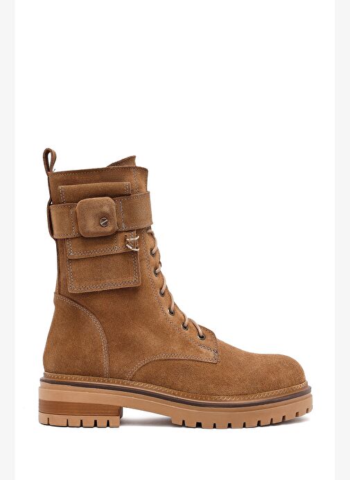 Kadın Taba Fermuarlı Süet Deri Bot 25WFD183110 - Görsel 2