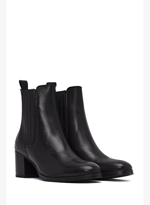 Kadın Siyah Kalın Topuklu Deri Chelsea Bot 25WFD183318 - Görsel 6