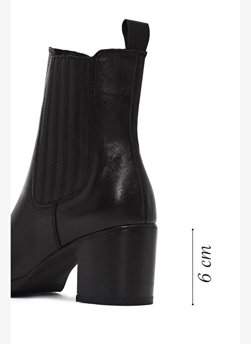 Kadın Siyah Kalın Topuklu Deri Chelsea Bot 25WFD183318 - Görsel 3