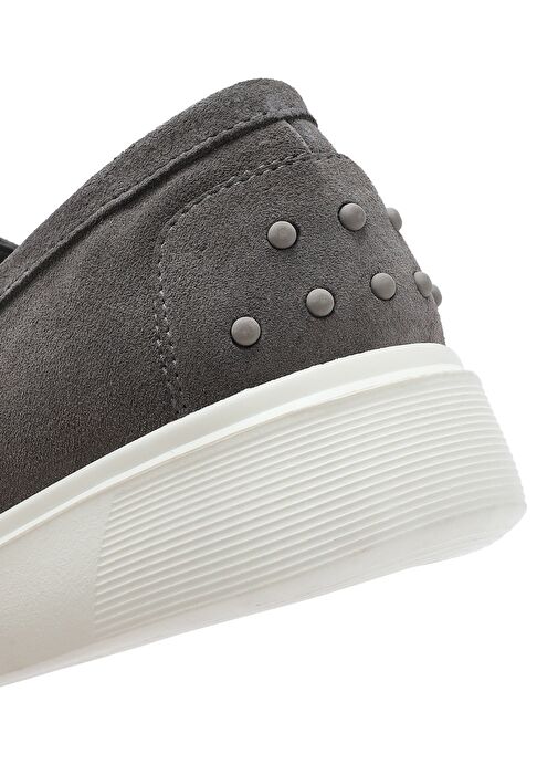Erkek Gri Kalın Tabanlı Süet Deri Casual Loafer 25SFD740910 - Görsel 9