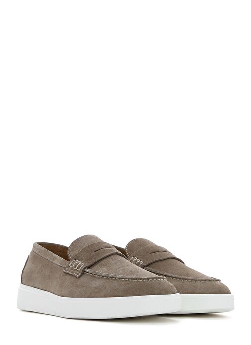 Erkek Vizon Kalın Tabanlı Süet Deri Casual Loafer 25SFD740910 - Görsel 4