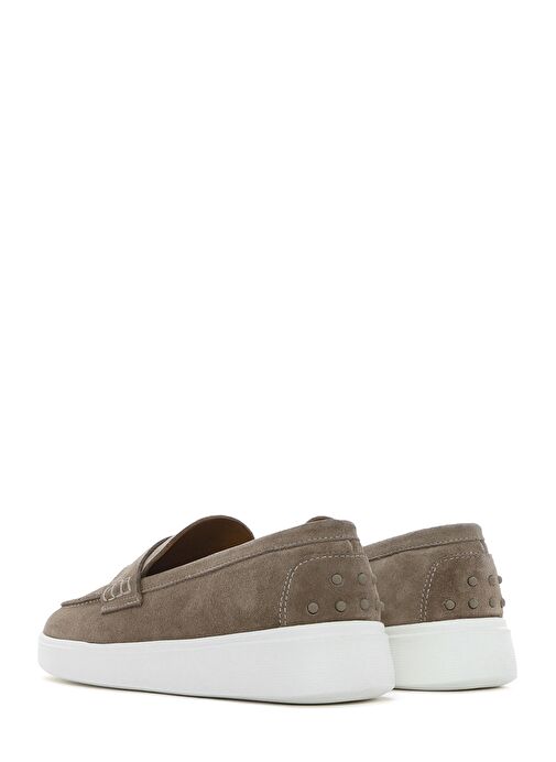 Erkek Vizon Kalın Tabanlı Süet Deri Casual Loafer 25SFD740910 - Görsel 6