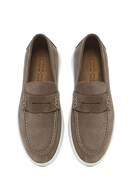 Erkek Vizon Kalın Tabanlı Süet Deri Casual Loafer 25SFD740910 - Görsel 8