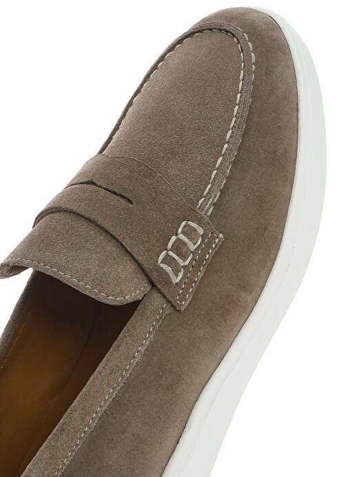 Erkek Vizon Kalın Tabanlı Süet Deri Casual Loafer 25SFD740910 - Görsel 9