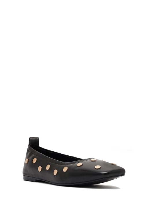 Kadın Siyah Taşlı Deri Babet 25SFD494018 - Görsel 7