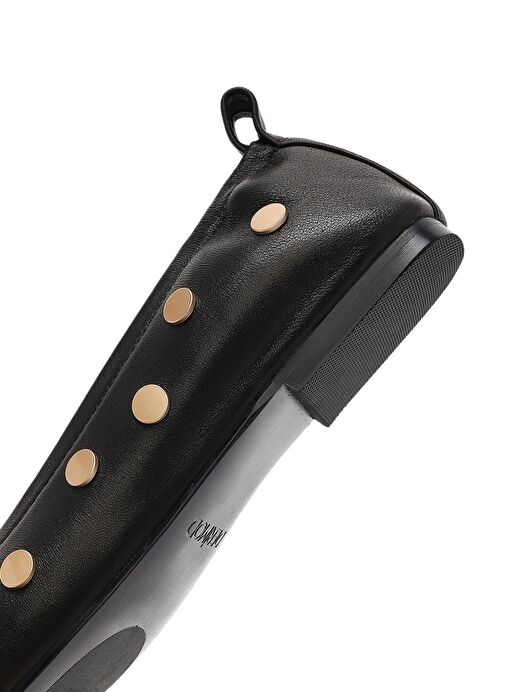 Kadın Siyah Taşlı Deri Babet 25SFD494018 - Görsel 9