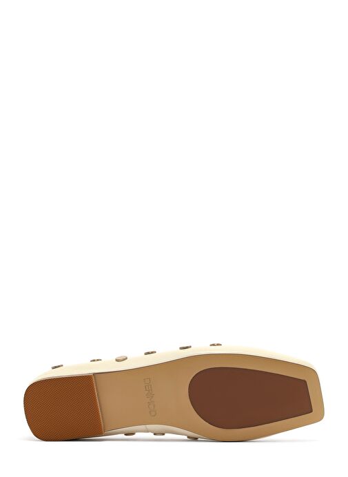 Kadın Krem Taşlı Deri Babet 25SFD494018 - Görsel 5