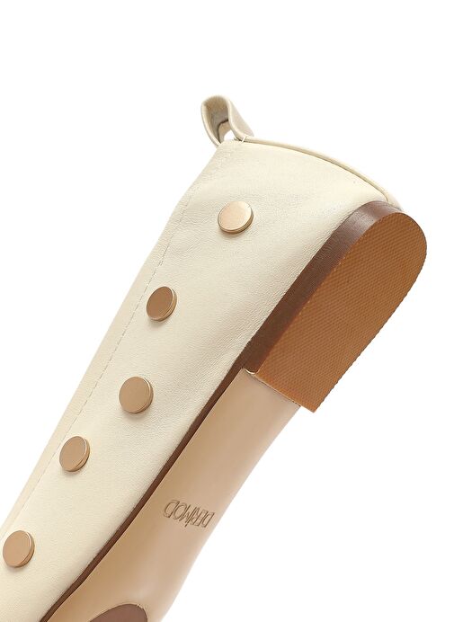 Kadın Krem Taşlı Deri Babet 25SFD494018 - Görsel 9