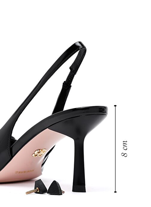 Kadın Siyah Arkası Açık İnce Topuklu Deri Ayakkabı 25SFD494122 - Görsel 3