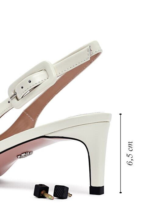 Derimod Derimod Kadın Krem Arkası Açık Kısa İnce Topuklu Deri Ayakkabı 25SFD494222 Topuklu Ayakkabı | Boyner Krem - 3. görsel