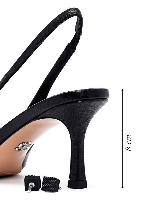 Derimod Derimod Kadın Siyah Arkası Açık İnce Topuklu Deri Ayakkabı 25SFD494318 Boyner'de! Siyah - 5. görsel