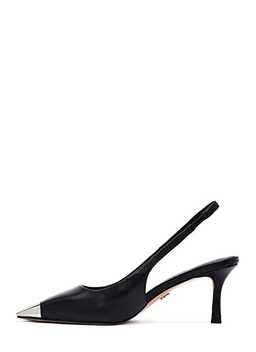 Derimod Derimod Kadın Siyah Arkası Açık İnce Topuklu Deri Ayakkabı 25SFD494318 Boyner'de! Siyah - 6. görsel