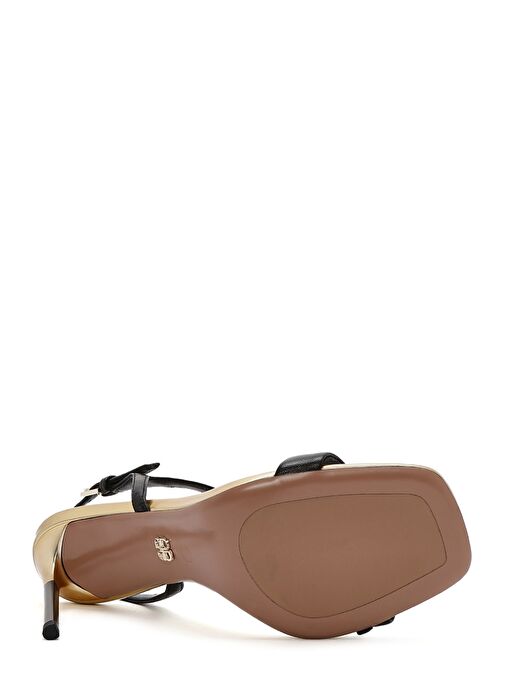 Kadın Siyah Bilekten Bantlı Deri İnce Topuklu Sandalet 25SFD494618 - Görsel 6