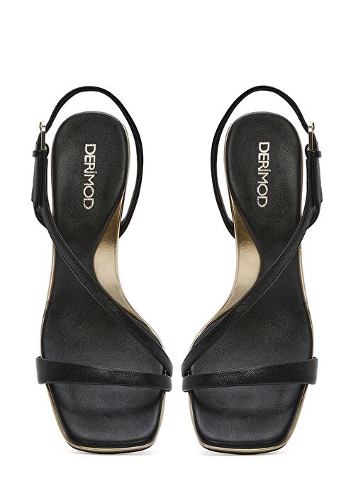 Kadın Siyah Bilekten Bantlı Deri İnce Topuklu Sandalet 25SFD494618 - Görsel 9