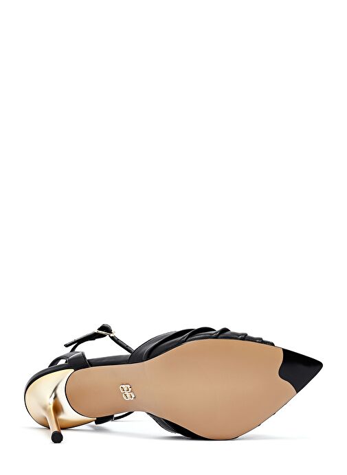 Kadın Siyah Bilekten Tokalı Yüksek İnce Topuklu Deri Sandalet 25SFD494718 - Görsel 6