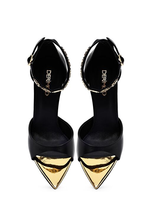 Kadın Siyah Bilekten Tokalı İnce Topuklu Deri Sandalet 25SFD494818 - Görsel 9