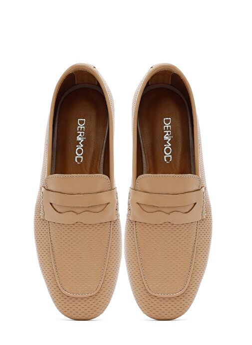 Kadın Bej Deri Loafer 25SFD411118 - Görsel 8