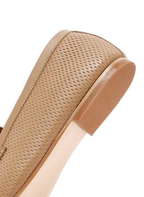 Kadın Bej Deri Loafer 25SFD411118 - Görsel 9
