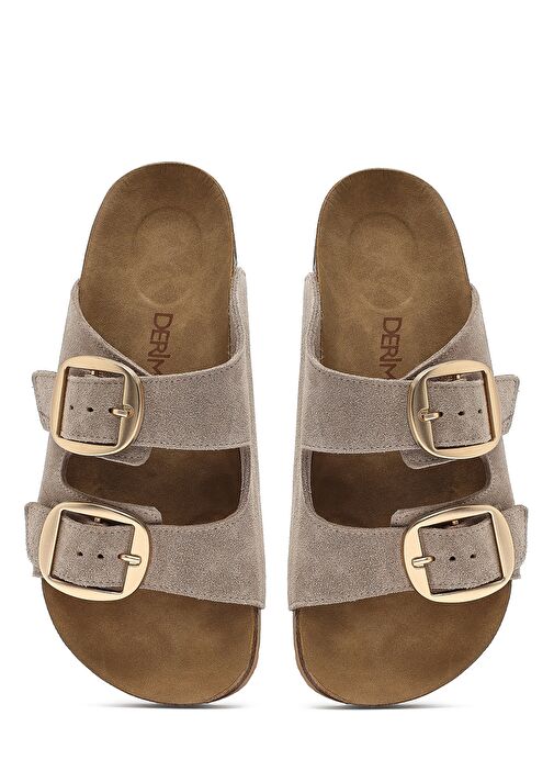 Kadın Vizon Tokalı Süet Deri Terlik 25SFD130110 - Görsel 8