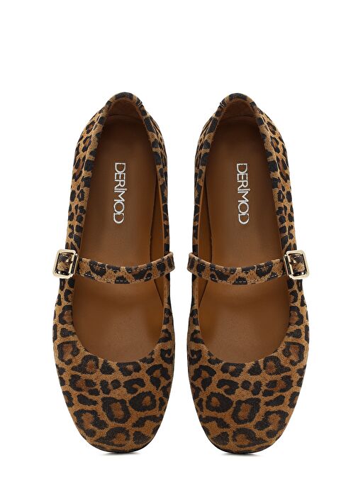 Kadın Leopar Bantlı Deri Babet 25SFD420110 - Görsel 8