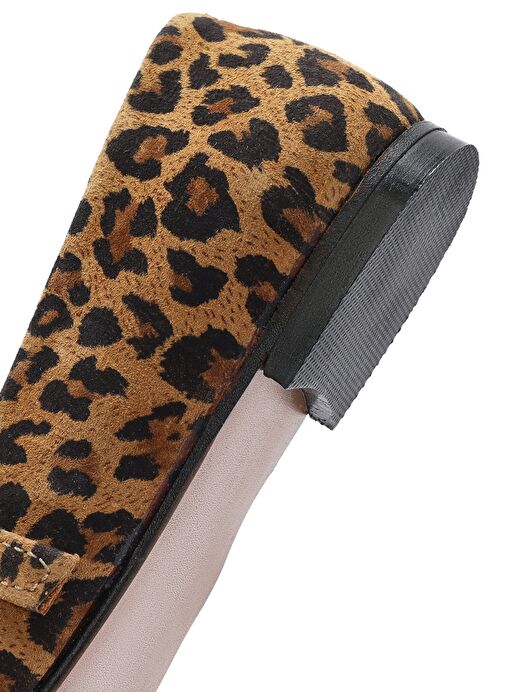Kadın Leopar Bantlı Deri Babet 25SFD420110 - Görsel 9