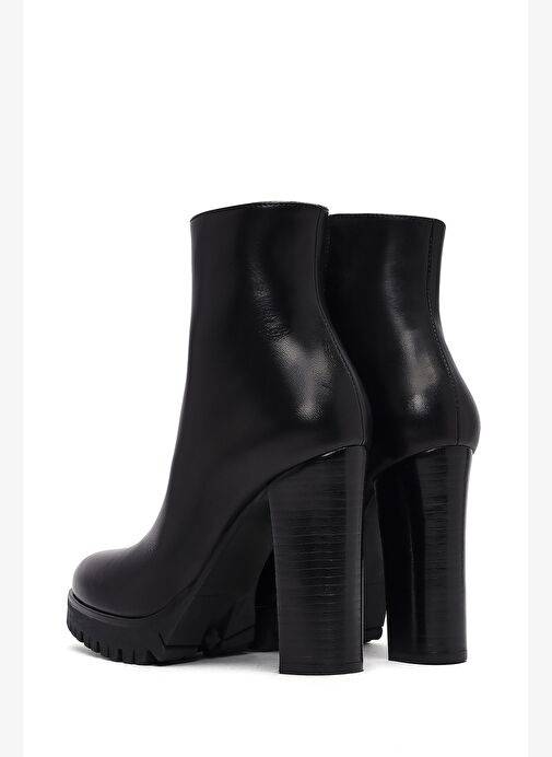 Kadın Siyah Fermuarlı Yüksek Topuklu Deri Bot 25WFD100118 - Görsel 8