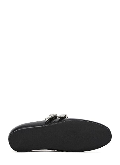 Kadın Siyah Çift Tokalı Deri Babet 25SFD140218 - Görsel 5