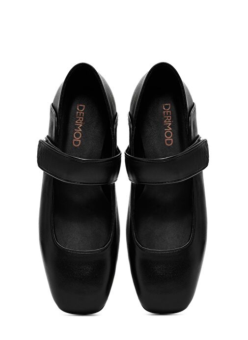 Kadın Siyah Klasik Deri Babet 25SFD140618 - Görsel 8