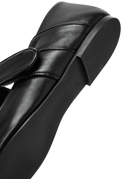 Kadın Siyah Klasik Deri Babet 25SFD140618 - Görsel 9