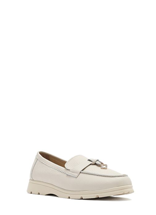 Kadın Bej Deri Comfort Loafer 25SFD1536FT - Görsel 7