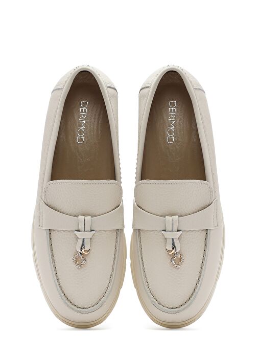 Kadın Bej Deri Comfort Loafer 25SFD1536FT - Görsel 8